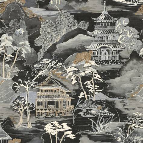 Casamance  Archipel Wallpapers Nara Wallpaper - Noir/Mordore - 75310406