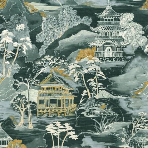 Casamance  Archipel Wallpapers Nara Wallpaper - Vert Imperial - 75310610