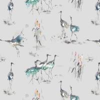 Cranes Wallpaper - Cobalt