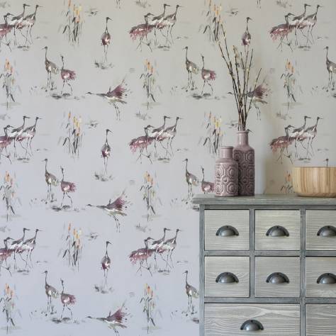 Voyage Maison Kyoto Gardens Wallpapers Cranes Wallpaper - Tourmaline - CRANES-WALLPAPER-TOURMALINE