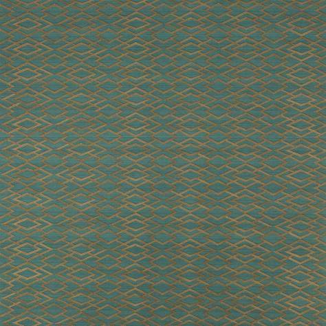 Jane Churchill Atmosphere VI Wallpapers Geometric Silk Wallpaper - Teal - J8001-06