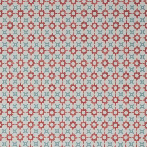 Jane Churchill Rowan Wallpapers Tassi Wallpaper - Red/Aqua - J175W-04-p