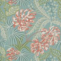 Rousseau Wallpaper - Teal/Coral