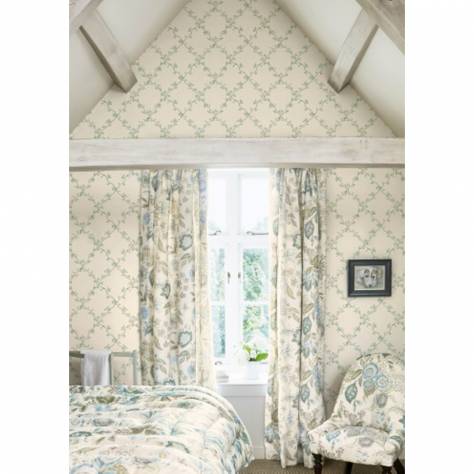 Colefax & Fowler  Small Design II Wallpapers Leaf Trellis Wallpaper - Old Blue - 07706-05