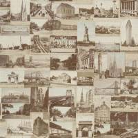 New York Postcard Wallpaper - Sepia