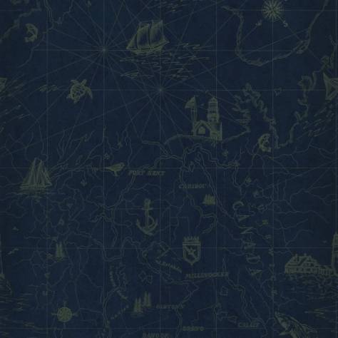 Ralph Lauren Signature Islesboro Wallpapers Searsport Map Wallpaper - Royal - PRL5027-04