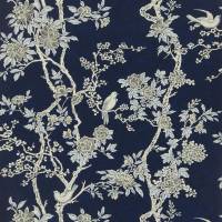 Marlowe Floral Wallpaper - Prussian Blue