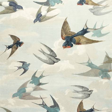 John Derian Picture Book Wallpapers Chimney Swallows Wallpaper - Sky Blue - PJD6003/01