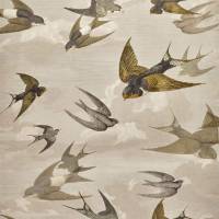 Chimney Swallows Wallpaper - Sepia