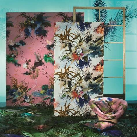 Christian Lacroix LOdyssee Fabrics and Wallpapers Oiseau Fleur Wallpaper - Graphite - PCL7031/02