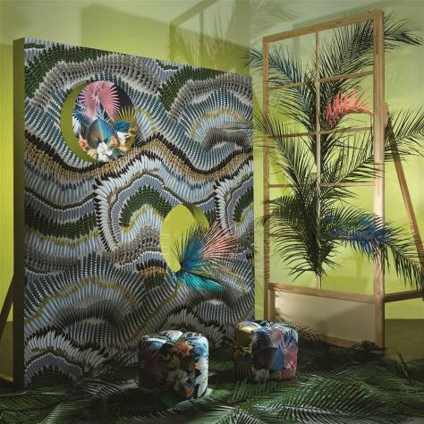 Christian Lacroix LOdyssee Fabrics and Wallpapers Prete-Moi Ta Plume Wallpaper - Jais - PCL7033/03
