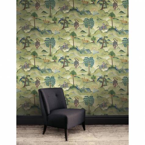 Linwood Fabrics Fable Wallpapers Aesop Wallpaper - Green - LW067/001