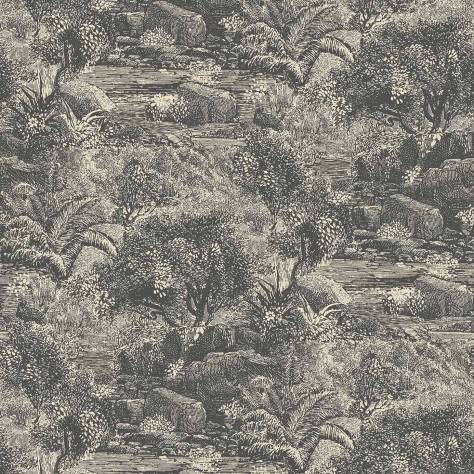 Linwood Fabrics Tango Wallpapers Island Paradise Wallpaper - Charcoal - LW074/003