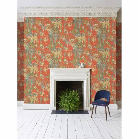 Linwood Fabrics Tango Wallpapers Bamboo Garden Wallpaper - Tomato - LW077/002