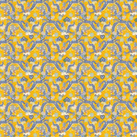 Linwood Fabrics Linwood Wallpapers Double Dragon Wallpaper - Mango - LW088/002