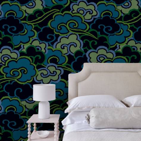 Linwood Fabrics Linwood Wallpapers Kimono Dreams Wallpaper - Blaze - LW090/002