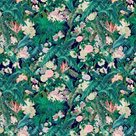 Linwood Fabrics Linwood Wallpapers Kahanu Wallpaper - Emerald - LW087/002