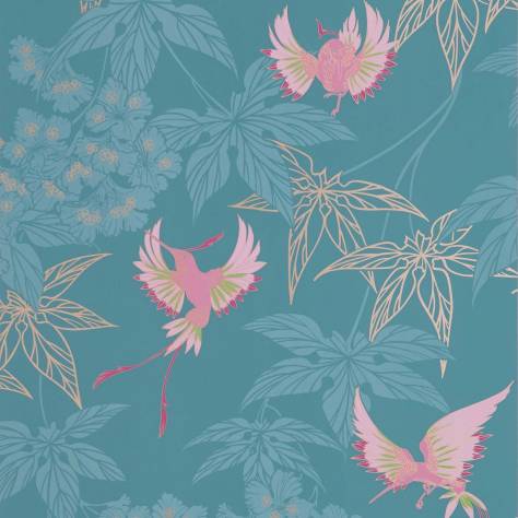 Osborne & Little Folium Wallpapers Grove Garden Wallpaper - Teal / Pink - W5603-10