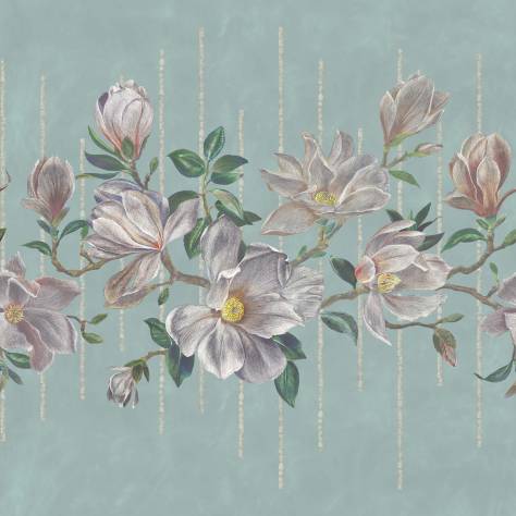 Osborne & Little Folium Wallpapers Magnolia Frieze Wallpaper - Aqua / Ochre - W7338-02