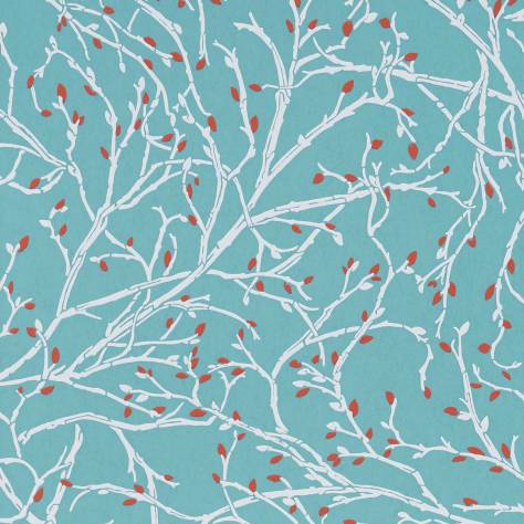 Osborne & Little Folium Wallpapers Twiggy Wallpaper - Duck Egg / Terracotta - W7339-06