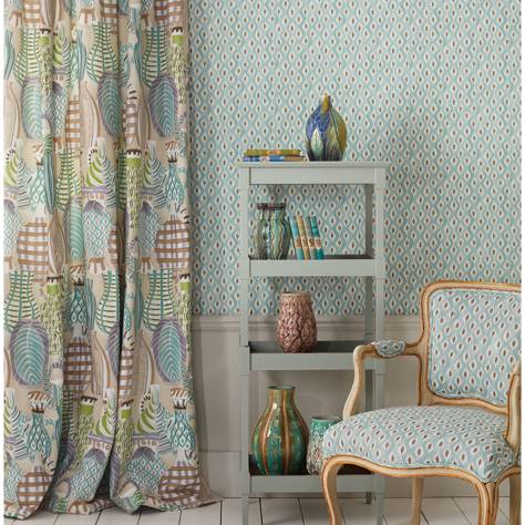 Nina Campbell Les Reves Wallpapers Beau Rivage Wallpaper - Duck Egg / Taupe - NCW4301-01