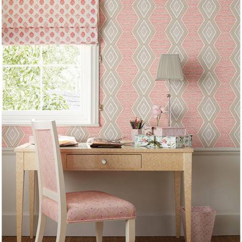 Nina Campbell Les Reves Wallpapers Camille Wallpaper - Coral / Pink - NCW4303-05
