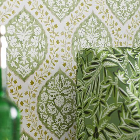 Nina Campbell Les Reves Wallpapers Marguerite Wallpaper - Green / Ivory - NCW4304-01