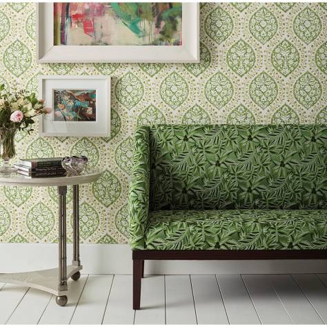 Nina Campbell Les Reves Wallpapers Marguerite Wallpaper - Green / Ivory - NCW4304-01