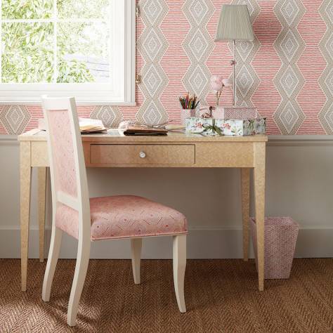 Nina Campbell Les Reves Wallpapers Belle Ile Wallpaper - Coral / Beige - NCW4306-01