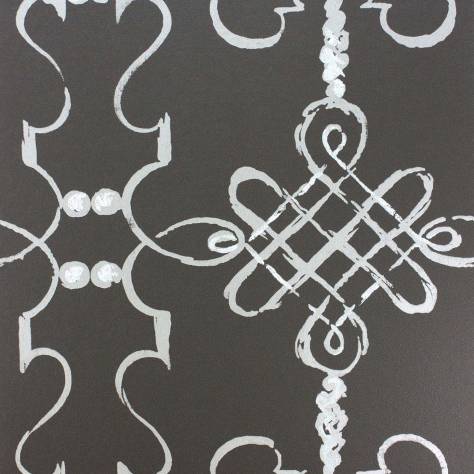 Nina Campbell Les Reves Wallpapers Portavo Wallpaper - Chocolate / Silver - NCW4308-01