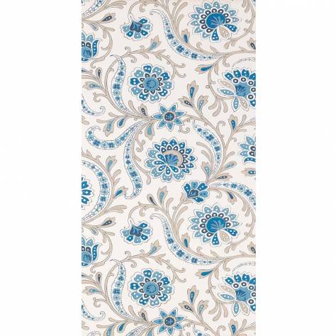 Nina Campbell Les Indiennes Wallpapers Baville Wallpaper - Blue / Taupe - NCW4351-05