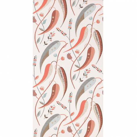 Nina Campbell Les Indiennes Wallpapers Colbert Wallpaper - Coral / Aqua - NCW4353-01