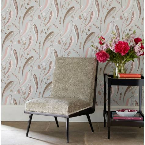 Nina Campbell Les Indiennes Wallpapers Colbert Wallpaper - French Grey / Pink - NCW4353-02