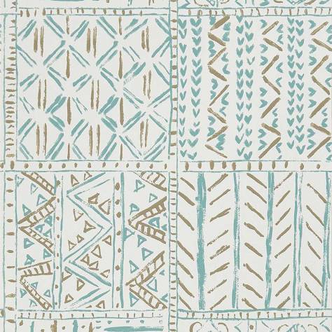 Nina Campbell Ashdown Wallpapers Cloisters Wallpaper - Aqua / Taupe - NCW4391-02
