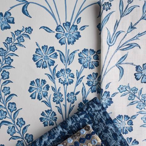 Nina Campbell Ashdown Wallpapers Chelwood Wallpaper - Blue / Ivory - NCW4392-05
