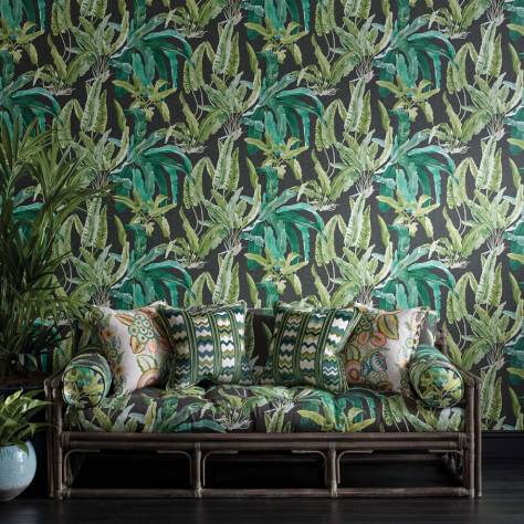 Nina Campbell Ashdown Wallpapers Kingsley Wallpaper - Peacock / Gold - NCW4395-01