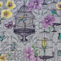 Orangery Wallpaper - Dove / Amethyst / Lemon