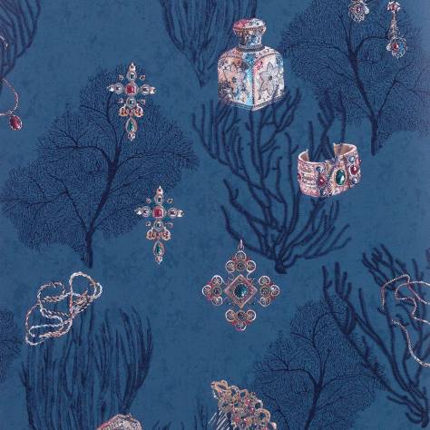 Matthew Williamson Deya Wallpapers Coralino Wallpaper - Midnight / Emerald / Gold - W7262-05