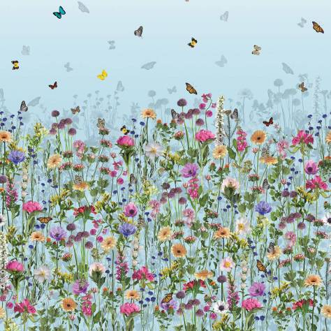 Matthew Williamson Deya Wallpapers Deya Meadow Wallpaper - Sky Blue / Multi - W7265-01