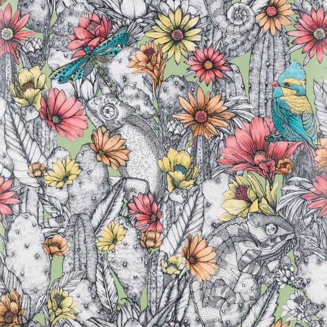 Matthew Williamson Deya Wallpapers Cactus Garden Wallpaper - Celadon / Pink / Marigold / Lemon - W7268-03