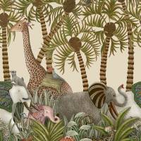 Letaba March Wallpaper - Spring Green and Ginger on Cream