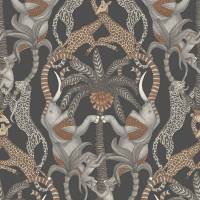 Safari Totem Wallpaper - Ginger and Taupe on Charcoal