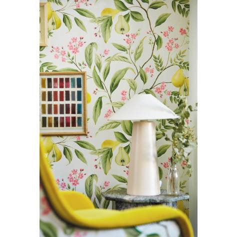 Harlequin x Diane Hill Harlequin x Diane Hill Wallpapers Ella Wallpaper - Sky/Fig Leaf/Nectarine - HDHW112908
