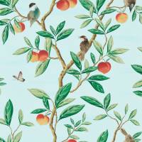 Ella Wallpaper - Sky/Fig Leaf/Nectarine