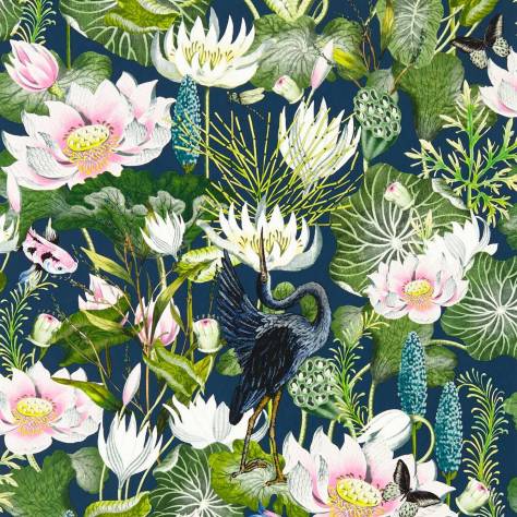 Wedgwood Botanical Wonders Wallpapers Waterlily Wallpaper - Midnight - W0137/04