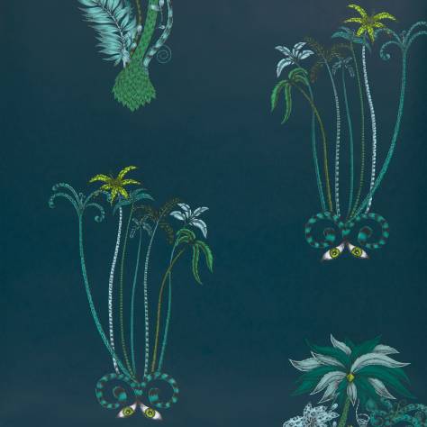 Emma Shipley Animalia Wallpapers Emma J Shipley Jungle Palms Wallpaper - Navy - W0101/03