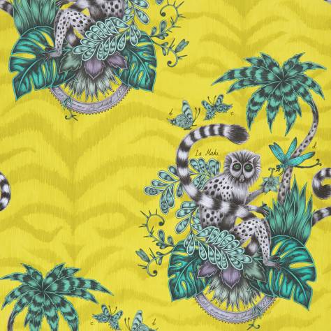 Emma Shipley Animalia Wallpapers Emma J Shipley Lemur Wallpaper - Lime - W0103/02