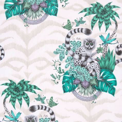 Emma Shipley Animalia Wallpapers Emma J Shipley Lemur Wallpaper - Pink - W0103/04