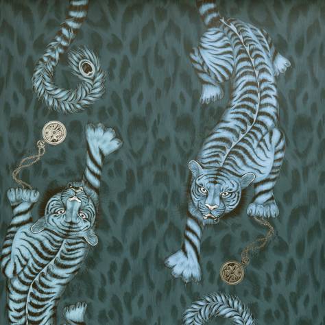 Emma Shipley Animalia Wallpapers Emma J Shipley Tigris Wallpaper - Navy - W0105/03