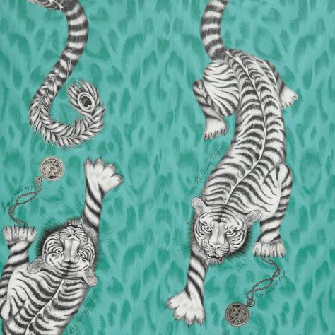 Emma Shipley Animalia Wallpapers Emma J Shipley Tigris Wallpaper - Teal - W0105/05